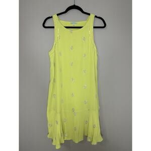 LEIFNOTES Anthropologie Ponderosa Boho Dress Sequins Yellow Tank Sleeveless Sz 4